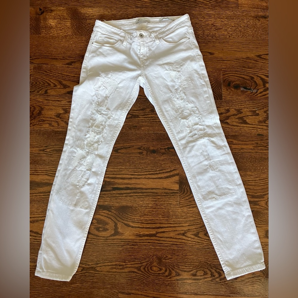 Womens GUESS Los Angeles Power Skinny Jeans Low Size 29x29 White